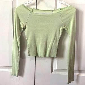 Pacsun seafoam green off the shoulder long sleeve, size XS